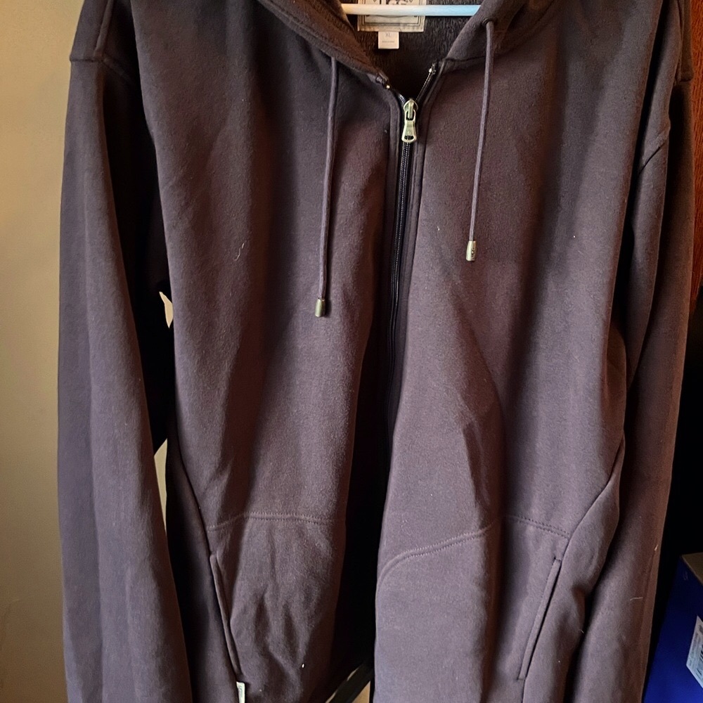 Ugg zip-up hoodie, soft, plush lining.